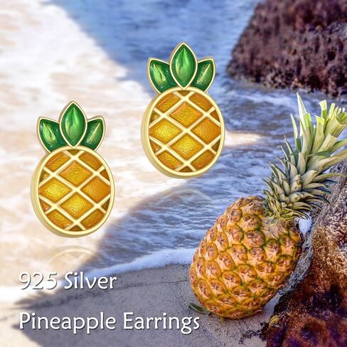 الأناناس أقراط فضة الأناناس وأقراط الأناناس مجوهرات ترصيع هدايا عيد الميلاد للنساء المراهقات الفتيات in Kuwait