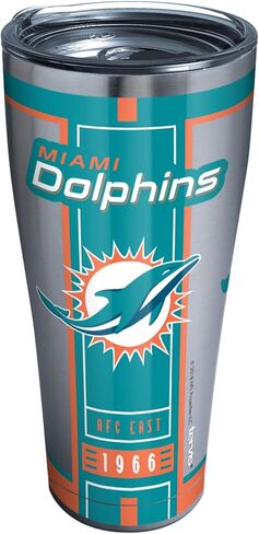 كوب Tervis ذو الجدران الثلاثية NFL Miami Dolphins المعزول يحافظ على المشروبات باردة وساخنة، 30oz - الفولاذ المقاوم للصدأ، Blitz in Saudi Arabia