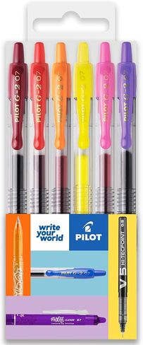 Pilot G-2 Retractable Gel Ink Rollerball Pens - 0.7mm Nib Tip - Wallet Set of 6 - Sunset Tones in Saudi Arabia
