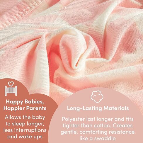 قماط SleepingBaby Zipadee-Zip Transition - بطانية قماط للأطفال مع سحاب مريح - بطانية واسعة يمكن ارتداؤها للأطفال لسهولة تغيير الحفاضات - فحص وردي، صغير جدًا (3-6 أشهر) in Kuwait
