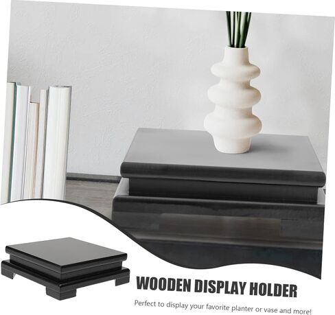 Toddmomy 1pc Square Base Circle Tray Square Vases for Flowers Wood Display Stand Wood Trim Chinese Display Stand Wood Table Altar Plant Home Decor Wooden Base Sculpture To Rotate Solid Wood in Saudi Arabia