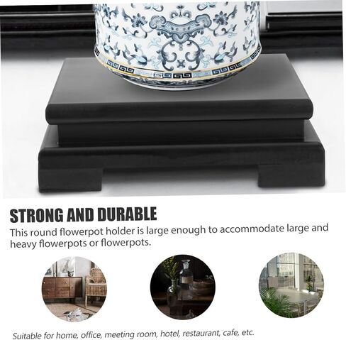 Toddmomy 1pc Square Base Circle Tray Square Vases for Flowers Wood Display Stand Wood Trim Chinese Display Stand Wood Table Altar Plant Home Decor Wooden Base Sculpture To Rotate Solid Wood in Saudi Arabia