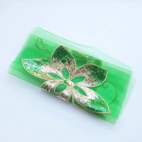Mesh Sequins Flower Patches Embroidery Fabric Sewing Applique Embroidered Lace Patch for Clothing Dancing Wedding Dress DIY Craft (Gold) in Saudi Arabia