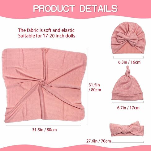 Reborn Baby Dolls Clothes Swaddle Blanket Set High Flexibility Blanket Fit 17-22 Inches Reborn Dolls Girl Fake Baby Clothes Accessories 4 Pieces of Pack in Saudi Arabia