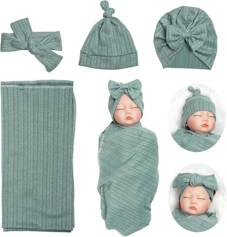 Reborn Baby Dolls Clothes Swaddle Blanket Set High Flexibility Blanket Fit 17-22 Inches Reborn Dolls Girl Fake Baby Clothes Accessories 4 Pieces of Pack in Saudi Arabia