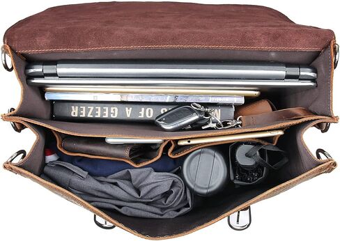 حقيبة جلدية احترافية مقاس 16 بوصة مصنوعة من الجلد المحبب بالكامل للرجال حقيبة كتف للأعمال تناسب كمبيوتر محمول مقاس 15.6 بوصة in Kuwait