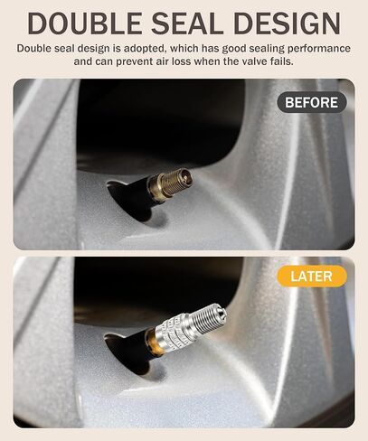 4 Pack Valve Stem Caps,Tire Valve Stem Caps,Car Accessories Double Seal Valve Stem Cap,Tires Air Cap Metal Valve Cap,Inflate Tire Valve Caps Flow Through Tires Cap for Truck Car RV Bus Tires in Saudi Arabia
