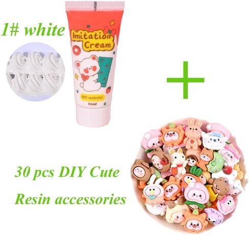 50ml Simulation Imitation Cream Adhesive Gel DIY Fake Whipped Cake Cream Glue for Handmade Phone Case Mirror Jewelry Accessories Decoration with Nozzles (1# White) in Saudi Arabia
