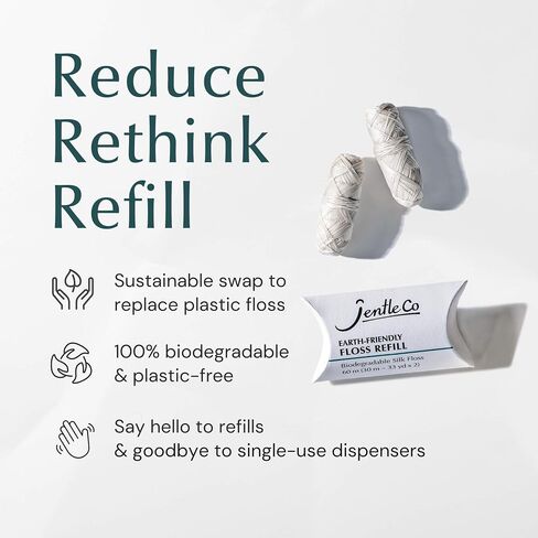 Biodegradable Silk Floss Refill - Earth Friendly, Unflavored, Plastic-Free, Zero-Waste, for Refillable Floss Dispenser, 66 yd (30 m / 33 yd x 2 Spools) in Saudi Arabia