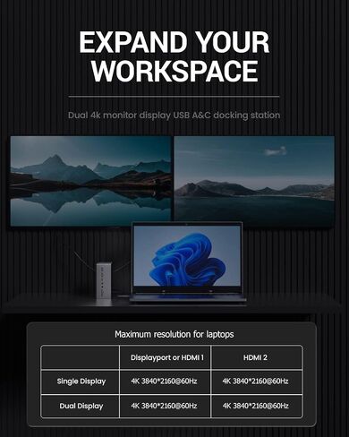 قاعدة توصيل USB C 17 في 1، قاعدة توصيل USB C متعددة المنافذ 4K@60 هرتز، شاشة ثلاثية عبر DP/2*HDMI، 100 وات PD لأجهزة الكمبيوتر المحمول والكمبيوتر اللوحي (منفذ S/PDIF، USB-A/C 3.0، RJ45 Ethernet، الصوت والميكروفون، SD/ تف) in Saudi Arabia