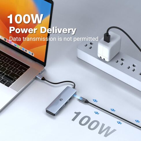 USB C Adapter, Dual Monitor USB C Hub, 6 in 1 USB C Dongle with 4K HDMI, 100W PD, USB 3.0, SD/TF, Multiport Hub for Type C Laptop and Other Devices in Saudi Arabia