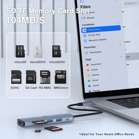USB C Adapter, Dual Monitor USB C Hub, 6 in 1 USB C Dongle with 4K HDMI, 100W PD, USB 3.0, SD/TF, Multiport Hub for Type C Laptop and Other Devices in Saudi Arabia