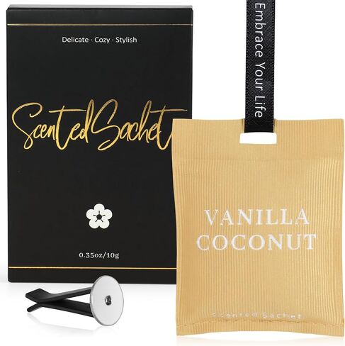 كيس معطر الهواء من LA BELLEFÉE، أكياس معطرة للسيارة، مشبك معطر هواء للسيارة بالفانيليا وجوز الهند للنساء، كيس معطر للدرج والخزانة، معطر هواء السيارة للمنزل in Saudi Arabia