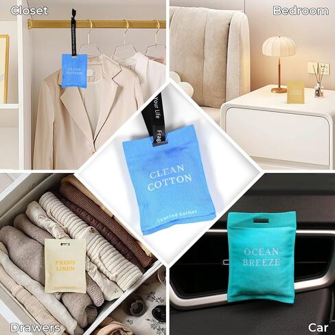 كيس معطر الهواء من LA BELLEFÉE، أكياس معطرة للسيارة، مشبك معطر هواء للسيارة بالفانيليا وجوز الهند للنساء، كيس معطر للدرج والخزانة، معطر هواء السيارة للمنزل in Kuwait