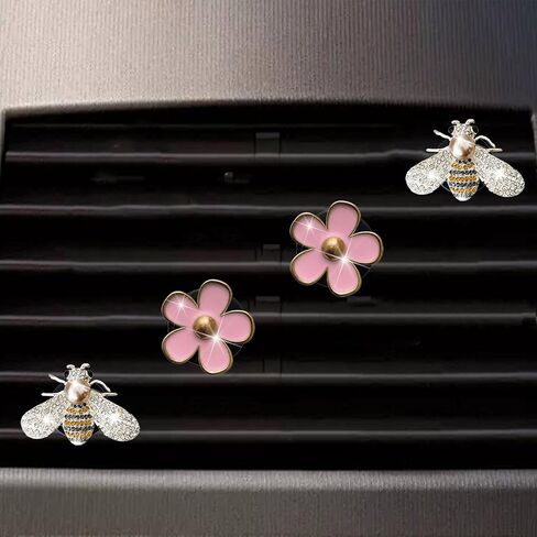 Car Air Freshener Vent Clips Cute Girly Pink Car Interior Decor Stuff Aesthetic Bee Car Accessories for Women in Saudi Arabia