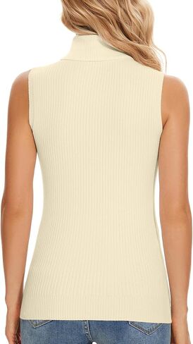 Biffxeu Sleeveless Turtlenecks for Women Lightweight Knit Sleeveless Vest Stretchy Turtleneck Tops in Kuwait