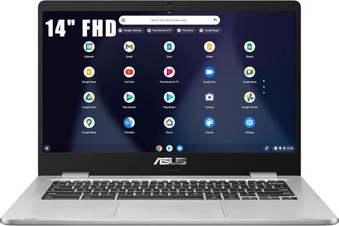 ASUS C423NA Chromebook 14 14" FHD Laptop Computer, Intel Celeron N3350 Processor, 8GB LPDDR4 RAM, 64GB eMMC, 802.11AC WiFi, Bluetooth, Type-C, Silver, Chrome OS (Renewed) in Saudi Arabia