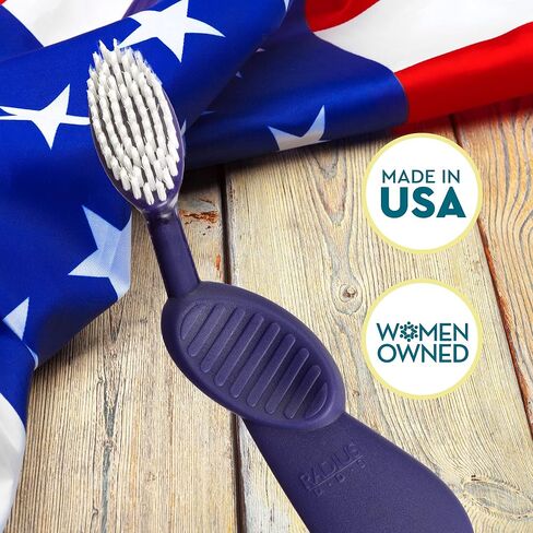 RADIUS Flex Brush with Soft Bristles Toothbrush BPA Free & ADA Accepted Designed to Improve Gum Health & Reduce Issues - Left Hand - Purple/Watermelon/White - Pack of 3 in Saudi Arabia