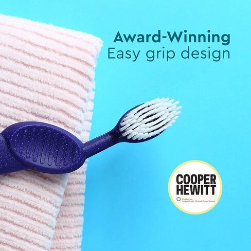 RADIUS Flex Brush with Soft Bristles Toothbrush BPA Free & ADA Accepted Designed to Improve Gum Health & Reduce Issues - Left Hand - Purple/Watermelon/White - Pack of 3 in Saudi Arabia