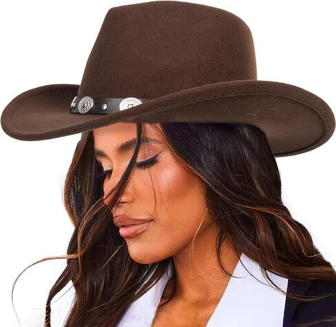 قبعة رعاة البقر الغربية النائية للنساء رعاة البقر فيدورا جوس قبعة روديو لأغطية الرأس المتوسطة/الكبيرة in Kuwait