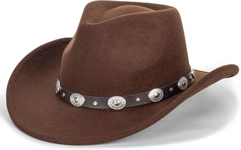 قبعة رعاة البقر الغربية النائية للنساء رعاة البقر فيدورا جوس قبعة روديو لأغطية الرأس المتوسطة/الكبيرة in Kuwait