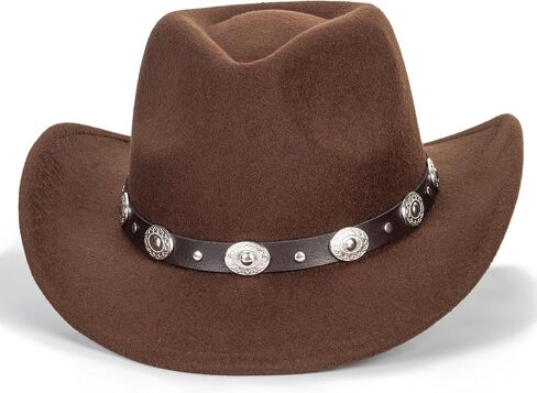 قبعة رعاة البقر الغربية النائية للنساء رعاة البقر فيدورا جوس قبعة روديو لأغطية الرأس المتوسطة/الكبيرة in Kuwait