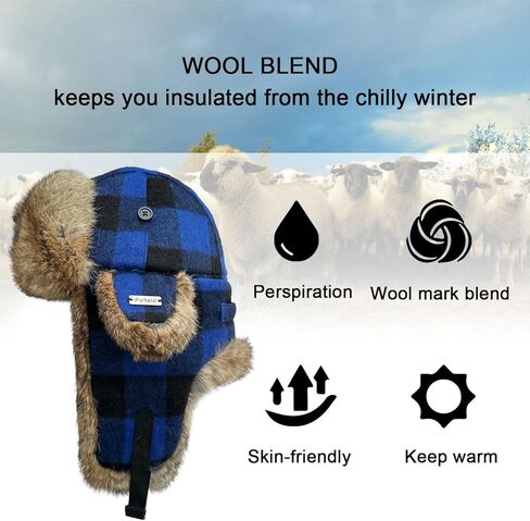 100% ريال الأرنب الفراء الشتاء الصياد قبعة للرجال النساء الروسية الفراء Ushanka الطيار منفذها قبعة رجل الصياد قبعة مع اللوحات الأذن in Kuwait