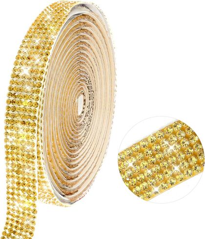 3 Yards Self Adhesive Crystal Rhinestone Ribbon Rhinestone Strips Diamond Ribbon Bling Gemstone Sticker Roll for DIY Arts Crafts (Red) in Saudi Arabia
