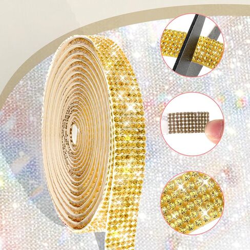 3 Yards Self Adhesive Crystal Rhinestone Ribbon Rhinestone Strips Diamond Ribbon Bling Gemstone Sticker Roll for DIY Arts Crafts (Red) in Saudi Arabia
