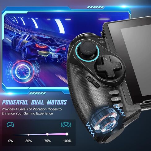 وحدة تحكم Grathia اللاسلكية لجهاز Nintendo Switch/OLED، وحدة تحكم Joypad قطعة واحدة RGB مع توربو قابل للتعديل ووضع اهتزاز مزدوج المحرك، تصميم مريح in Kuwait