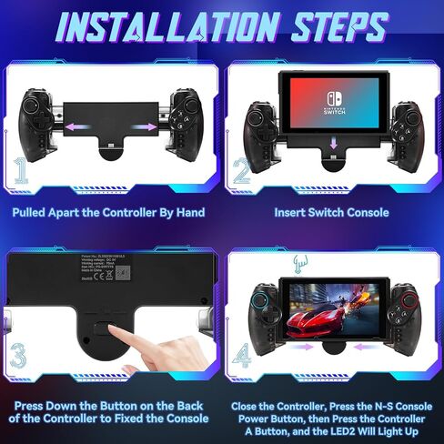وحدة تحكم Grathia اللاسلكية لجهاز Nintendo Switch/OLED، وحدة تحكم Joypad قطعة واحدة RGB مع توربو قابل للتعديل ووضع اهتزاز مزدوج المحرك، تصميم مريح in Kuwait