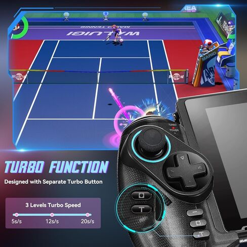 وحدة تحكم Grathia اللاسلكية لجهاز Nintendo Switch/OLED، وحدة تحكم Joypad قطعة واحدة RGB مع توربو قابل للتعديل ووضع اهتزاز مزدوج المحرك، تصميم مريح in Kuwait