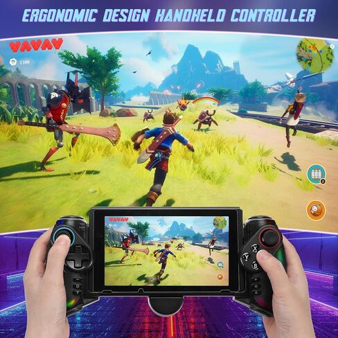 وحدة تحكم Grathia اللاسلكية لجهاز Nintendo Switch/OLED، وحدة تحكم Joypad قطعة واحدة RGB مع توربو قابل للتعديل ووضع اهتزاز مزدوج المحرك، تصميم مريح in Kuwait