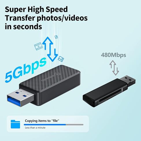 قارئ بطاقات SD من PHIXERO لبطاقة ذاكرة الكاميرا، قارئ بطاقات Micro SD/SD 2 في 1 USB C مع قارئ بطاقات ذاكرة فائق السرعة 5 جيجابت في الثانية متوافق مع الكمبيوتر بمنفذ USB-A والمزيد من أجهزة USB A in Kuwait