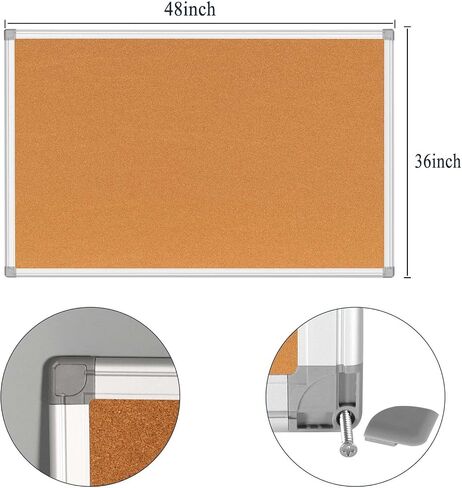 Cork Bulletin Board, Bulletin-Boards, Notes Board, Memo Board, 18 x 24inch, Silver Aluminum Frame in Saudi Arabia