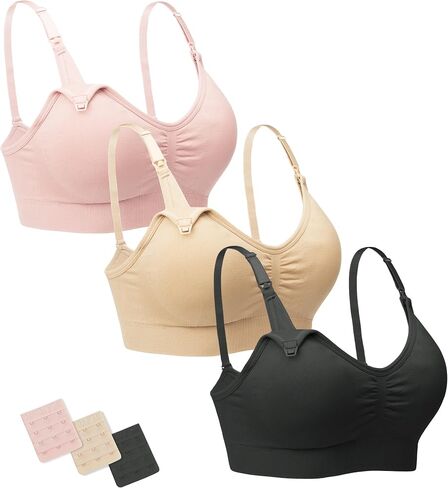 Stelle Nursing Bras Maternity Bra for Breastfeeding Pregnancy Wireless Bralette with Pads, Extenders & Clips in Saudi Arabia