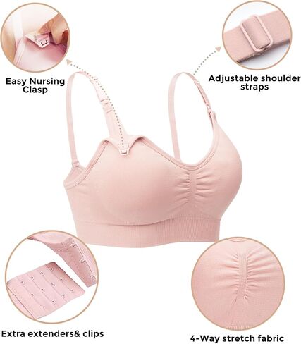 Stelle Nursing Bras Maternity Bra for Breastfeeding Pregnancy Wireless Bralette with Pads, Extenders & Clips in Saudi Arabia
