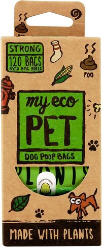MyEcoPet® Dog Poop Bags | Made with Plants | Extra Thick | Leak Proof | Odor Locking | 8 Roll Value Pack | 15 Bags per Roll in Saudi Arabia
