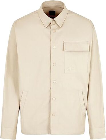 A｜X ARMANI EXCHANGE Men's Long Sleeve Front Pocket Overshirt. Loose Fit in Saudi Arabia