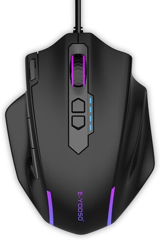 E-YOOSO Large Gaming Mouse, X-41 Wired Mice, 5 Level 12400 DPI, Software Supports DIY, 6 Side Buttons Computer Mouse for PC/Mac and Laptop - Black in Saudi Arabia