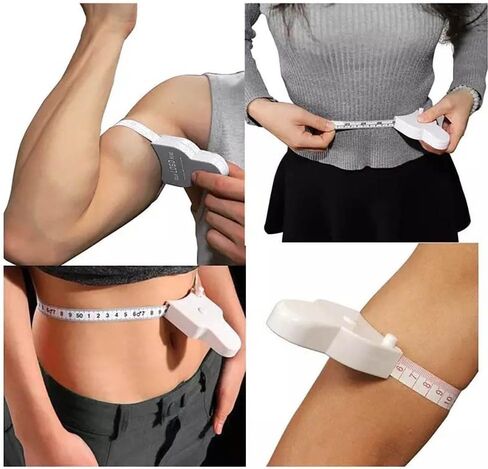 شريط قياس الجسم، شريط قياس تلقائي قابل للسحب، شريط قياس محمول، صدر الذراع، شريط قياس الخصر، شريط قياس مخطط. (أبيض) in Kuwait