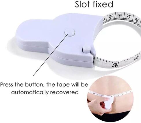 شريط قياس الجسم، شريط قياس تلقائي قابل للسحب، شريط قياس محمول، صدر الذراع، شريط قياس الخصر، شريط قياس مخطط. (أبيض) in Kuwait
