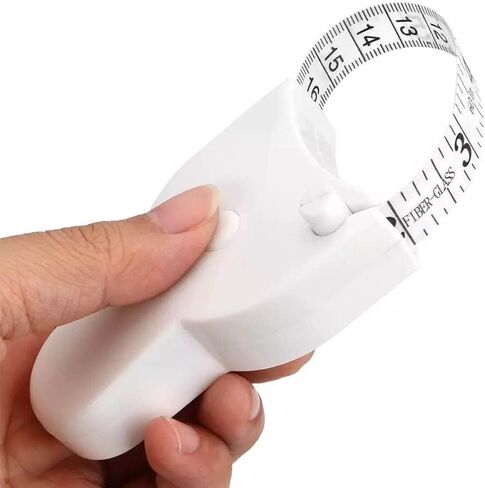 شريط قياس الجسم، شريط قياس تلقائي قابل للسحب، شريط قياس محمول، صدر الذراع، شريط قياس الخصر، شريط قياس مخطط. (أبيض) in Kuwait