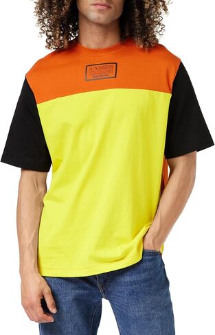 A｜X ARMANI EXCHANGE Men's Oversized Heavy Jersey Logo Colorblock Jumper in Saudi Arabia
