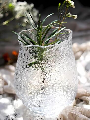 Irregular Shaped Flower Vase 8 inch Thickened Glass Vase for Centerpiece,Dinner Table,Office Desktop,Bathroom,Countertop,Home Christmas Day Decoration,Clear in Saudi Arabia