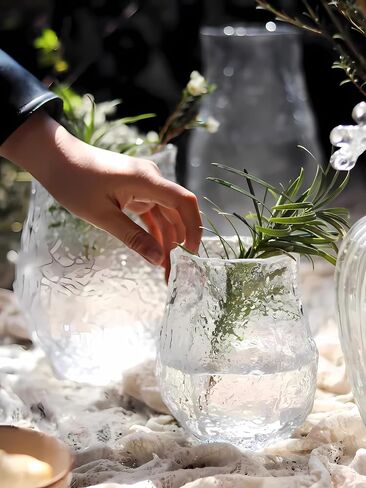 Irregular Shaped Flower Vase 8 inch Thickened Glass Vase for Centerpiece,Dinner Table,Office Desktop,Bathroom,Countertop,Home Christmas Day Decoration,Clear in Saudi Arabia