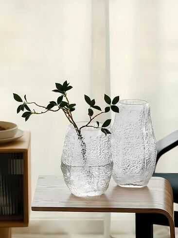 Irregular Shaped Flower Vase 8 inch Thickened Glass Vase for Centerpiece,Dinner Table,Office Desktop,Bathroom,Countertop,Home Christmas Day Decoration,Clear in Saudi Arabia