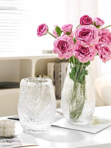 Irregular Shaped Flower Vase 8 inch Thickened Glass Vase for Centerpiece,Dinner Table,Office Desktop,Bathroom,Countertop,Home Christmas Day Decoration,Clear in Saudi Arabia