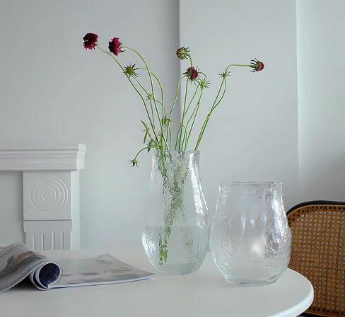Irregular Shaped Flower Vase 8 inch Thickened Glass Vase for Centerpiece,Dinner Table,Office Desktop,Bathroom,Countertop,Home Christmas Day Decoration,Clear in Saudi Arabia