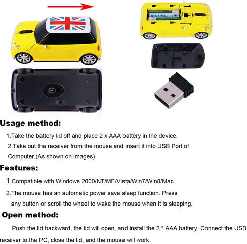 Kamouse الرياضة سيارة على شكل ماوس لاسلكي 3 زر الفأرة الضوئية مريح الألعاب الفئران مع استقبال USB للكمبيوتر جهاز كمبيوتر محمول هدية in Kuwait
